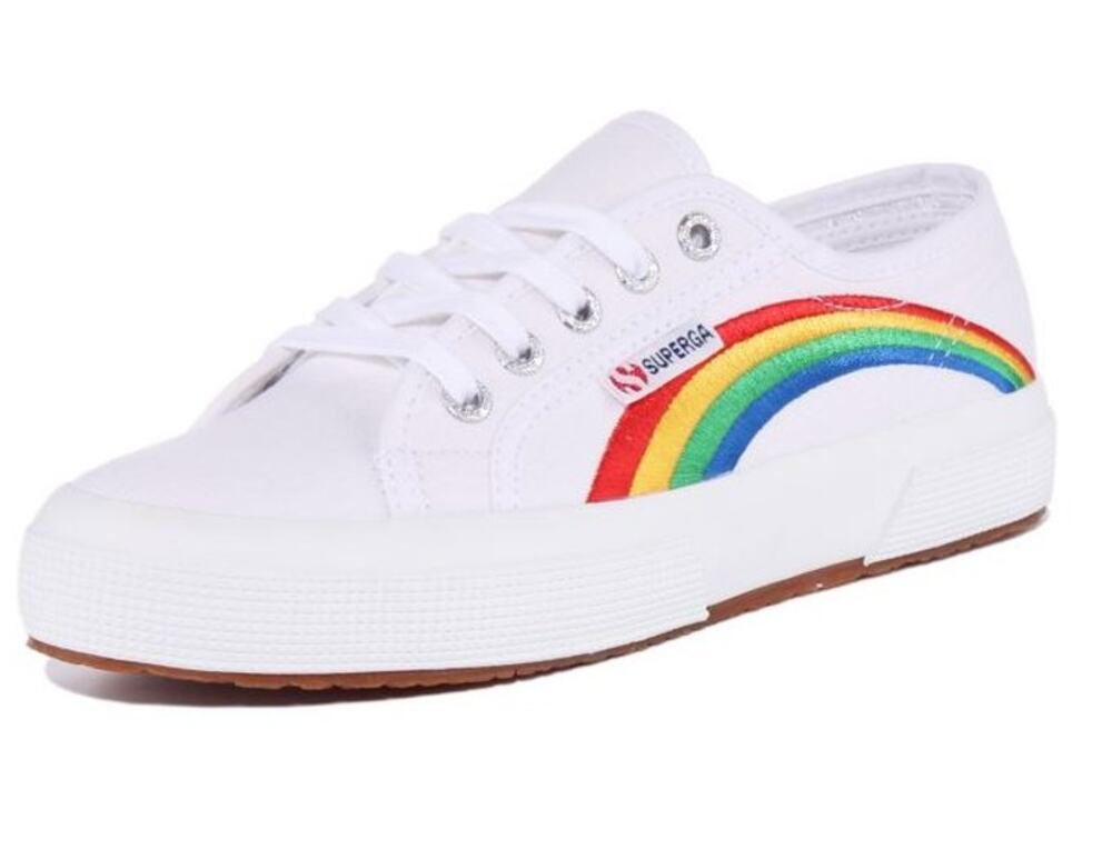 Superga Rainbow Embroidery Trainers White Size 9 W/7.5M